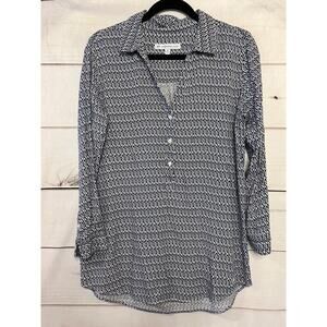 Southern Tide Long Sleeve Top Navy Blue White Size MED